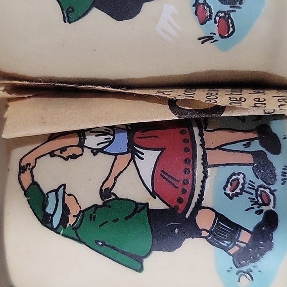 Vintage Six Pottery Shot Glasses Mugs Scenes of Jungs and Madels W Germany - Picture 7 of 9